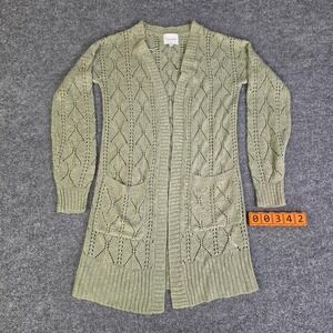 Pink Rose Green Knit Cardigan Sweater Size S